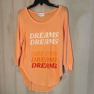 NWT Wildfox Dreams Haley Raglan apricot wash, size XS